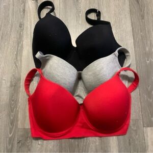 Nautica Black, Gray, and Red Bra Trio